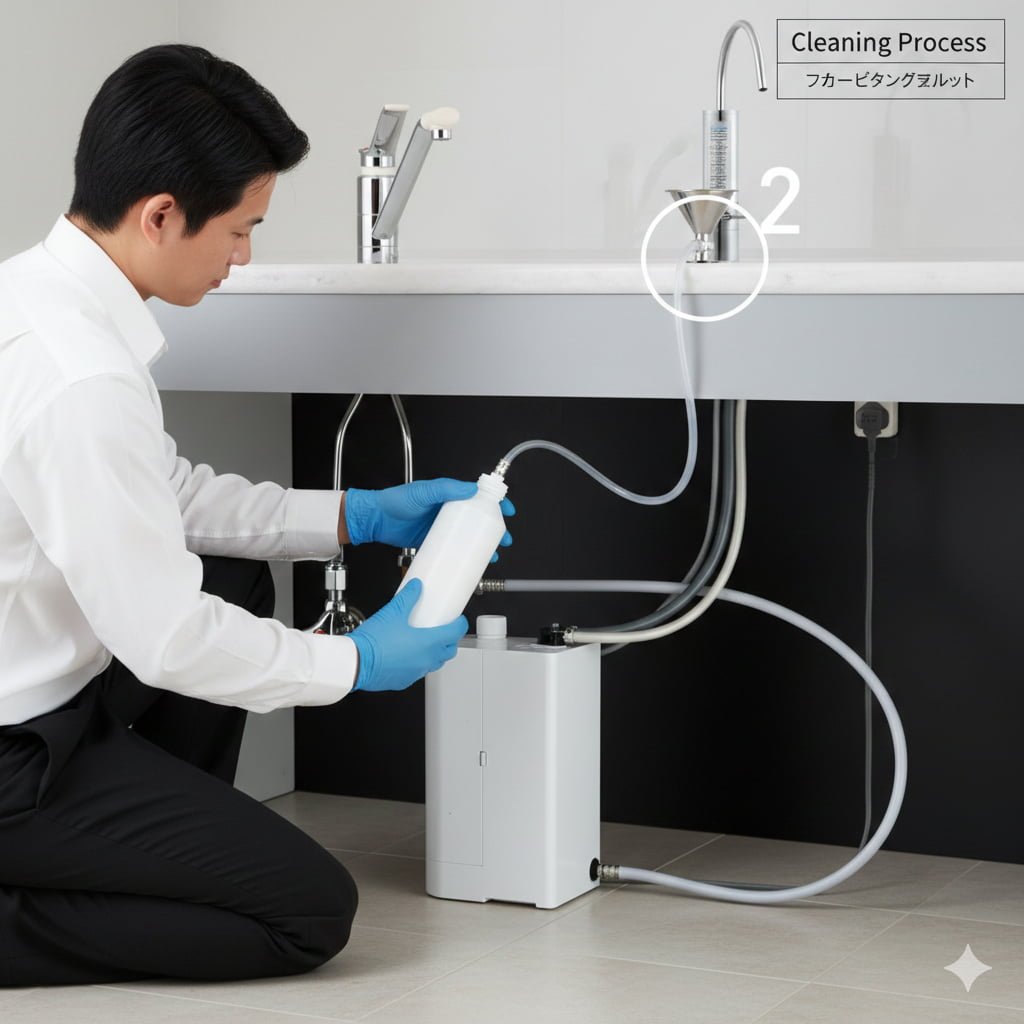 Vệ sinh máy lọc nước ion kiềm loại đặt dưới bồn rửa Panasonic TK-AB50-ZEX